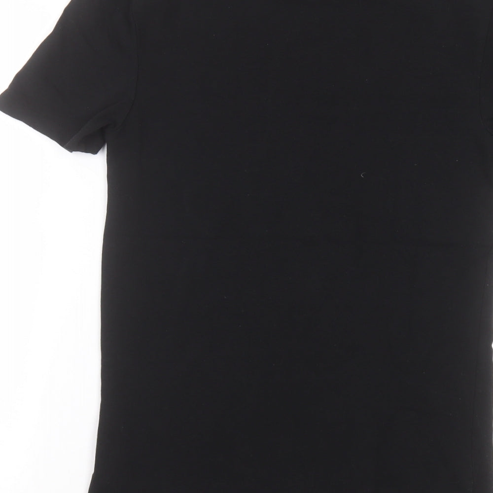 Boohoo Womens Black  Cotton Basic T-Shirt Size XS Round Neck