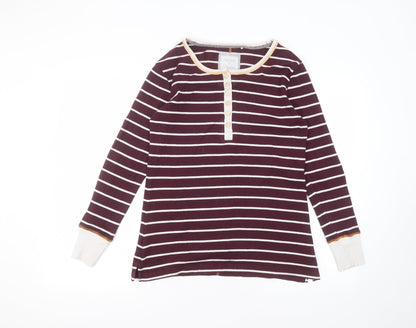 Peaches & Dreams Womens Purple Striped Cotton Basic T-Shirt Size M Round Neck