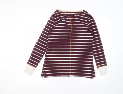 Peaches & Dreams Womens Purple Striped Cotton Basic T-Shirt Size M Round Neck