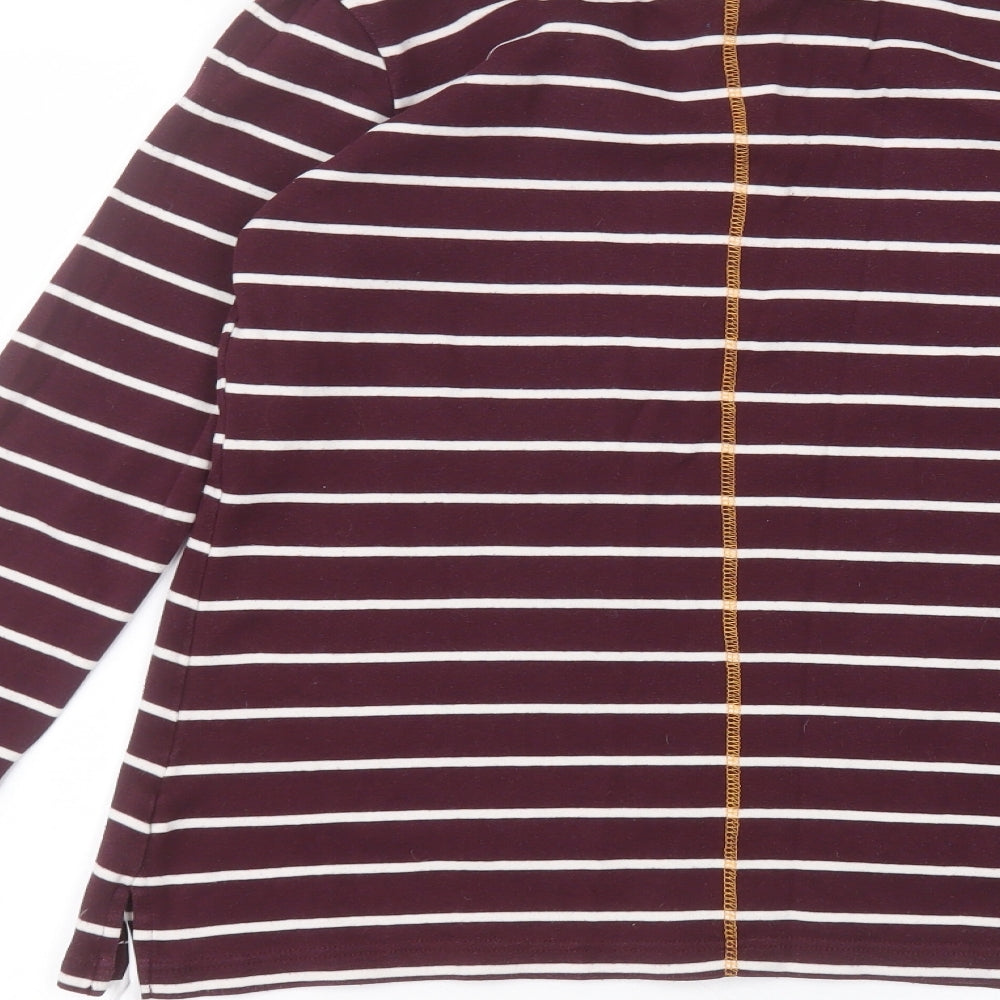 Peaches & Dreams Womens Purple Striped Cotton Basic T-Shirt Size M Round Neck