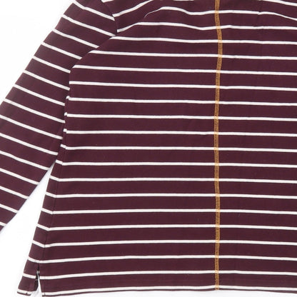 Peaches & Dreams Womens Purple Striped Cotton Basic T-Shirt Size M Round Neck