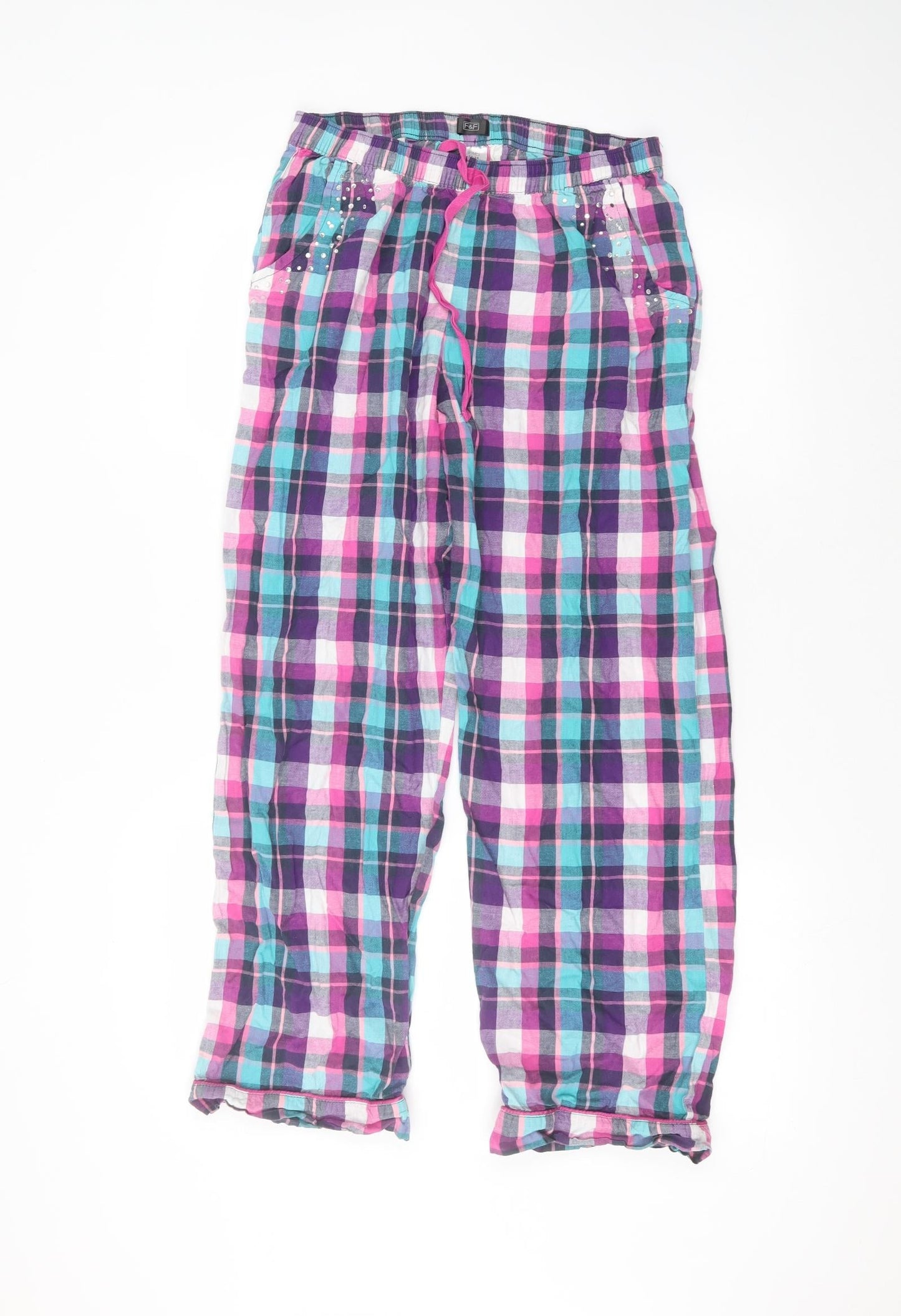 F&F Womens Pink  Cotton Trousers  Size M L26 in Regular