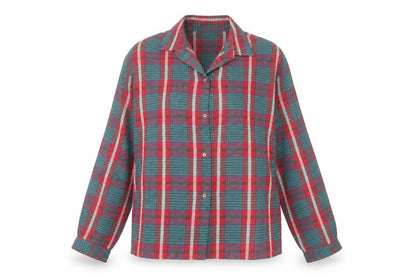 Front view of gamargue women’s red polyester basic button-up, size UK 12, collared