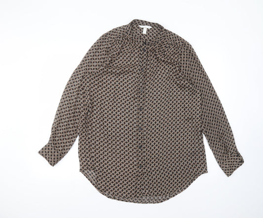 Womens UK Size 12 H&M Black Basic Button-Up