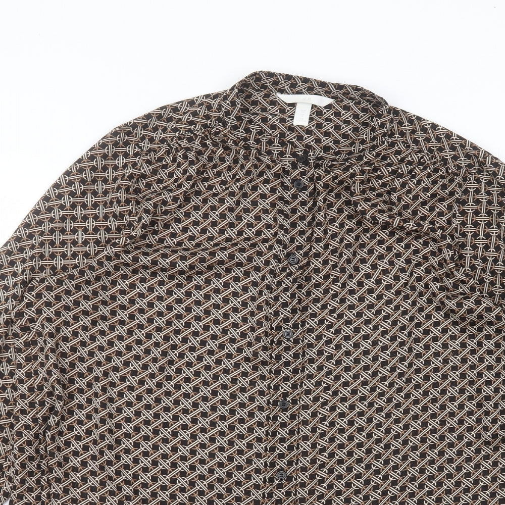 Womens UK Size 12 H&M Black Basic Button-Up