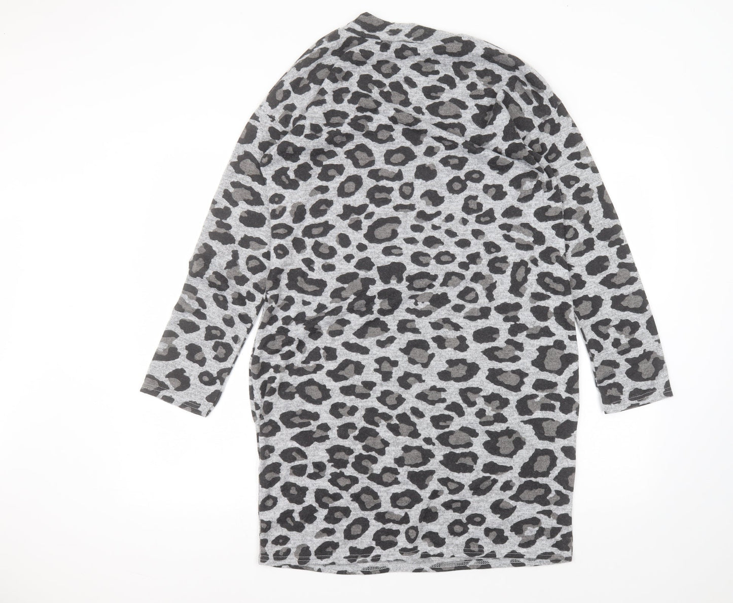 Peacocks Womens Grey Animal Print Polyester A-Line  Size 12  Round Neck