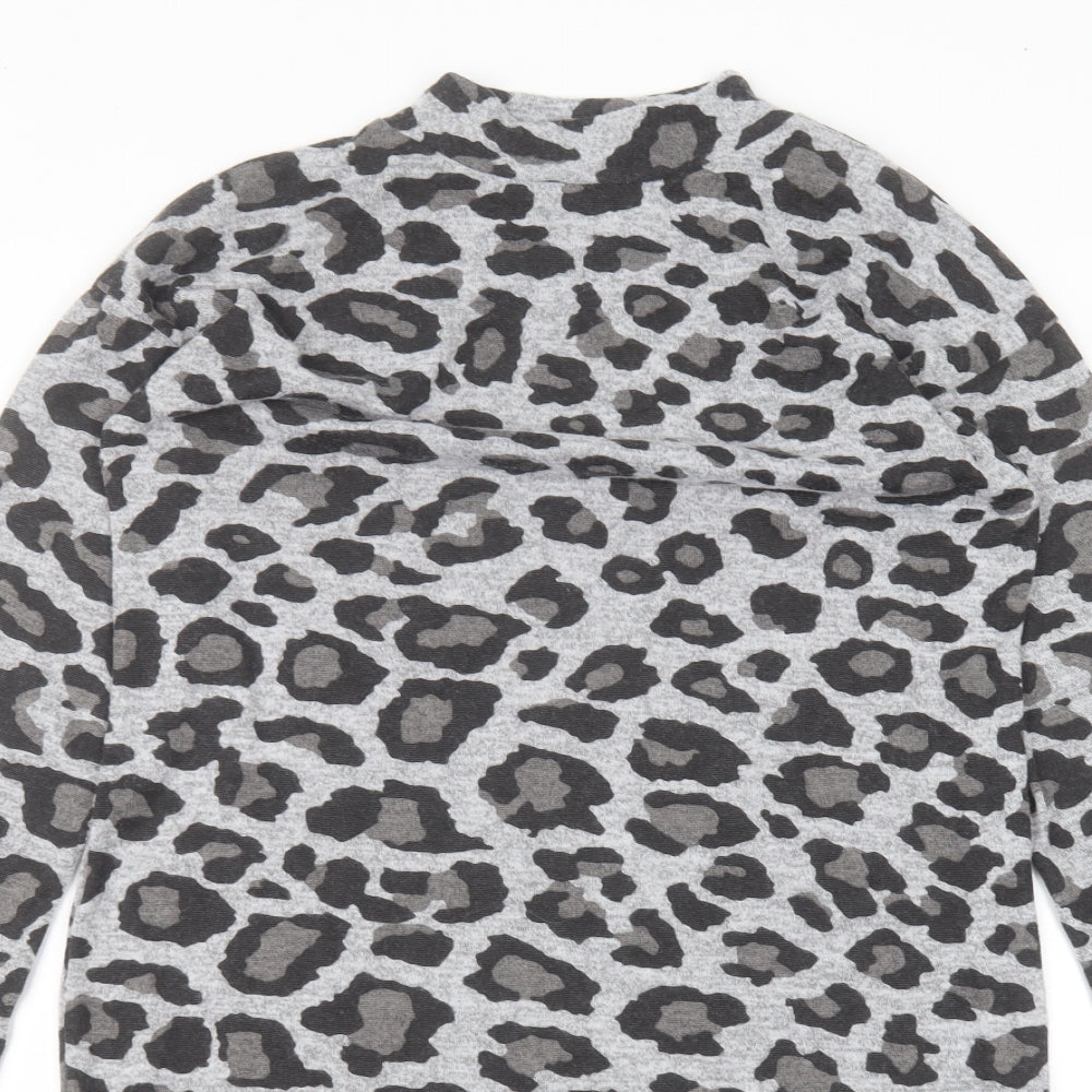 Peacocks Womens Grey Animal Print Polyester A-Line  Size 12  Round Neck