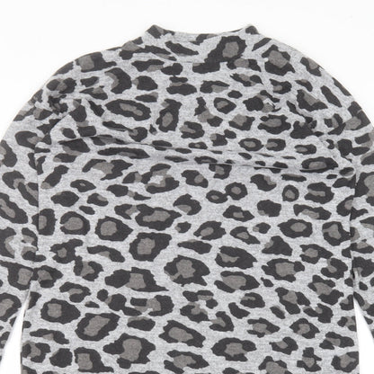 Peacocks Womens Grey Animal Print Polyester A-Line  Size 12  Round Neck
