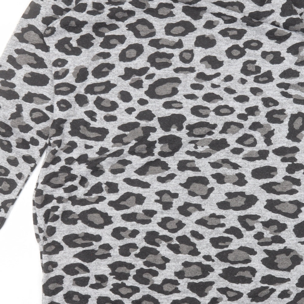Peacocks Womens Grey Animal Print Polyester A-Line  Size 12  Round Neck
