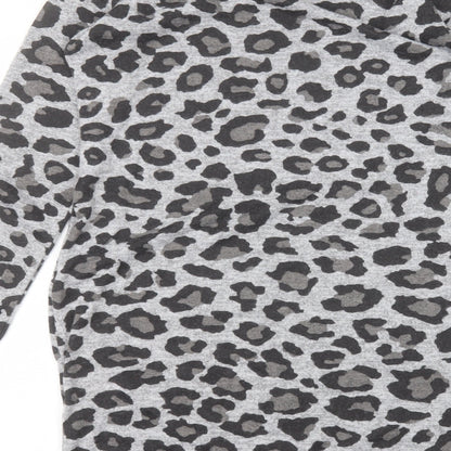 Peacocks Womens Grey Animal Print Polyester A-Line  Size 12  Round Neck
