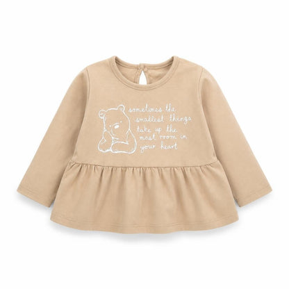 Front view of George Baby Brown Cotton Basic T-Shirt, size 3-6, Months Round Neck