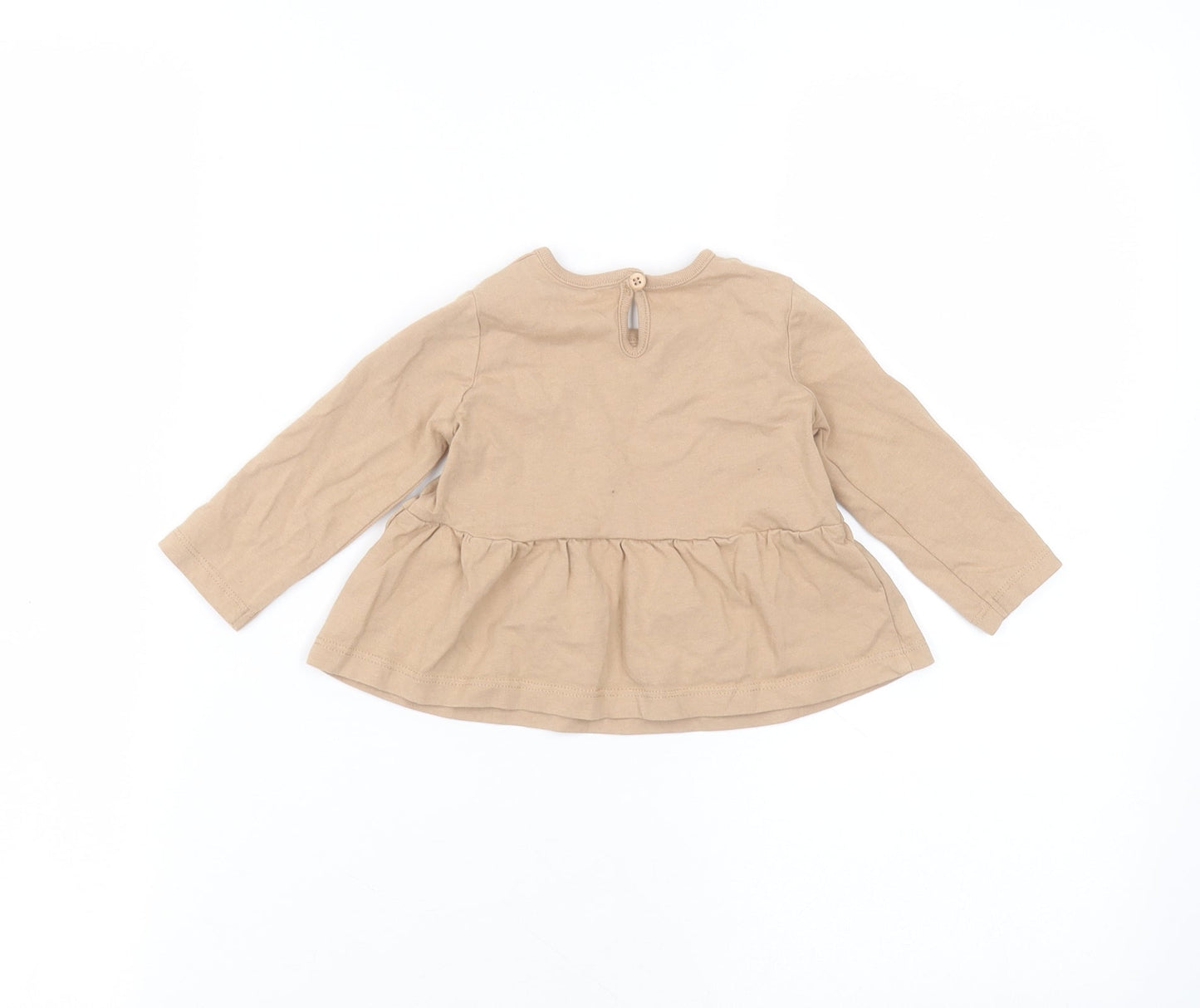 George Baby Brown  Cotton Basic T-Shirt Size 3-6 Months Round Neck