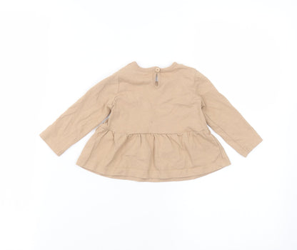 George Baby Brown  Cotton Basic T-Shirt Size 3-6 Months Round Neck