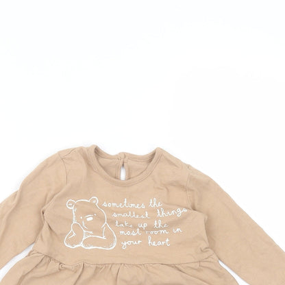 George Baby Brown  Cotton Basic T-Shirt Size 3-6 Months Round Neck