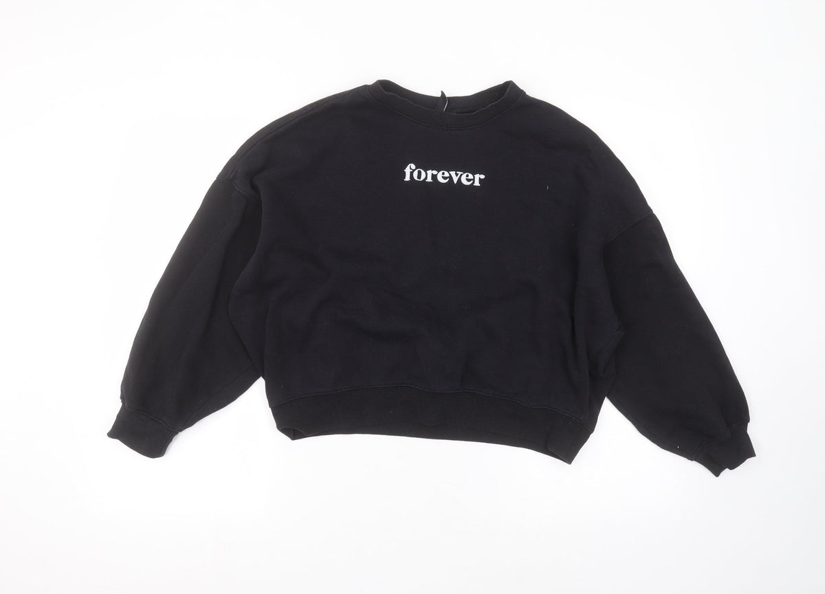 H&M Womens Black Round Neck  Polyester Pullover Jumper Size M