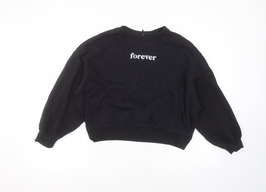 H&M Womens Black Round Neck  Polyester Pullover Jumper Size M
