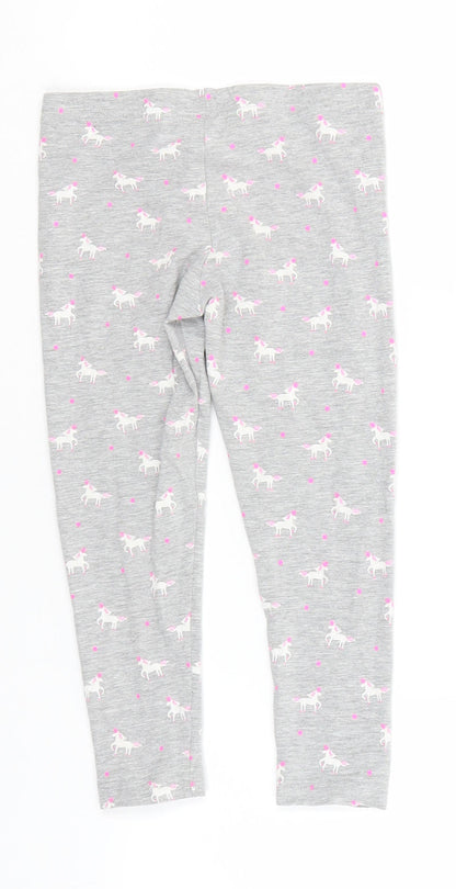 Primark Girls Grey Animal Print Cotton  Pyjama Pants Size 4-5 Years   - Unicorn