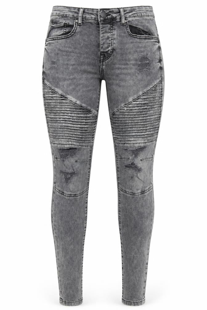 Front view of Denim & Co. women’s grey cotton skinny jeans, size UK 30, in, 30-inch leg regular