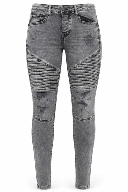 Front view of Denim & Co. women’s grey cotton skinny jeans, size UK 30, in, 30-inch leg regular
