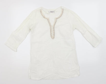 BiBA Womens White   Basic Blouse Size 6 Round Neck