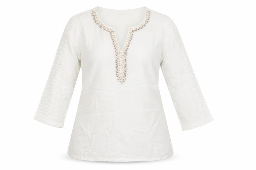 BiBA Womens White   Basic Blouse Size 6 Round Neck