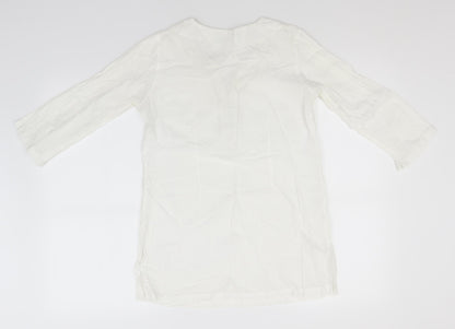 BiBA Womens White   Basic Blouse Size 6 Round Neck
