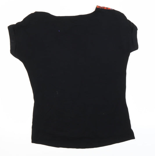 F&F Womens Multicoloured Paisley Viscose Basic T-Shirt Size 6 Round Neck