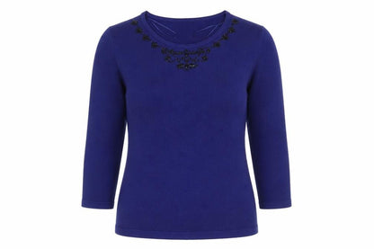Bonmarché Womens Purple Round Neck Acrylic Pullover Jumper Size M
