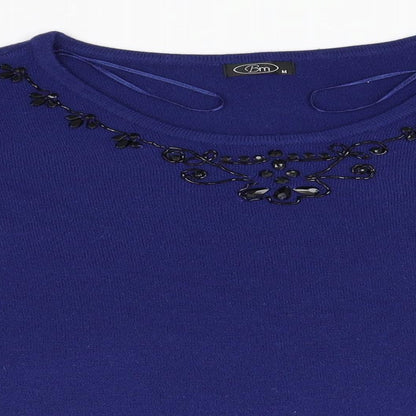 BM Womens Purple Round Neck  Acrylic Pullover Jumper Size M