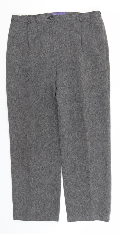 Autonomy Womens Grey Herringbone Polyester Dress Pants Trousers Size 14 L23 in Regular