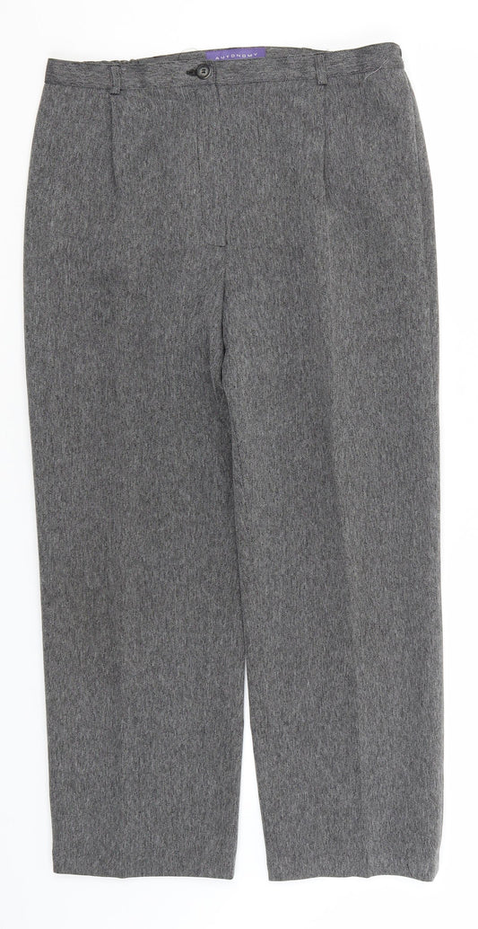 Autonomy Womens Grey Herringbone Polyester Dress Pants Trousers Size 14 L23 in Regular