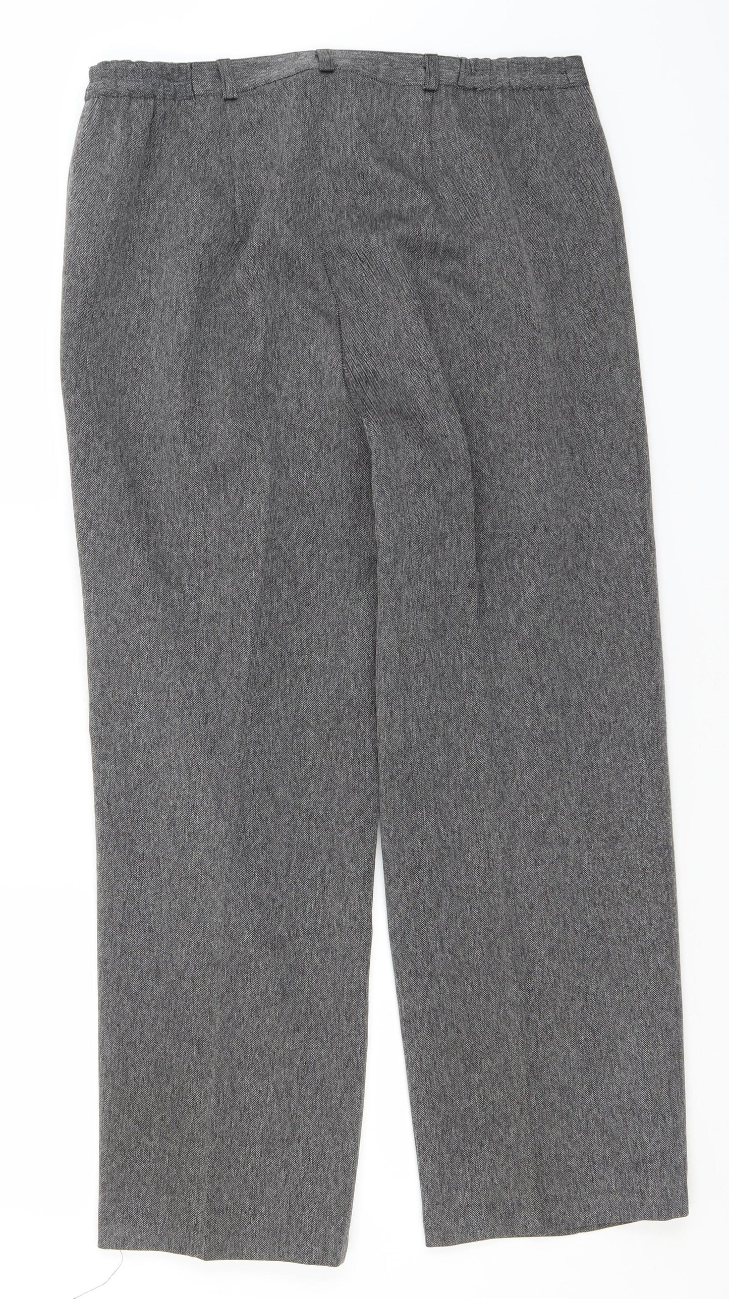 Autonomy Womens Grey Herringbone Polyester Dress Pants Trousers Size 14 L23 in Regular