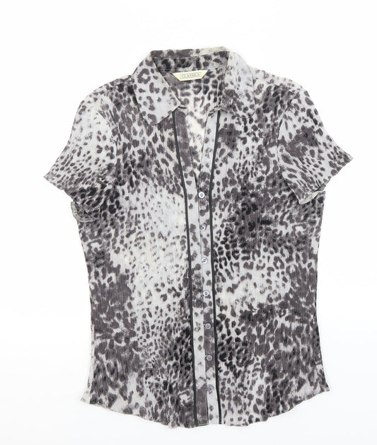 Womens UK Size 14 BHS Grey Basic Button-Up