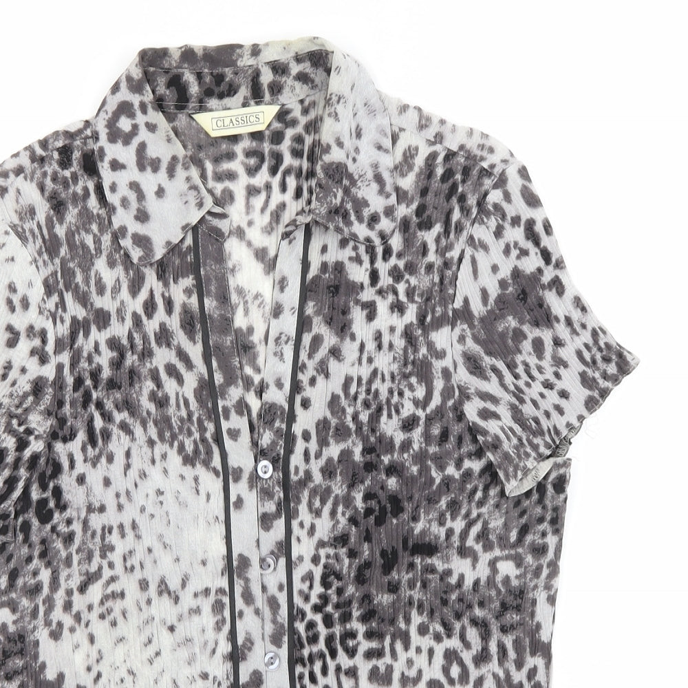 Womens UK Size 14 BHS Grey Basic Button-Up