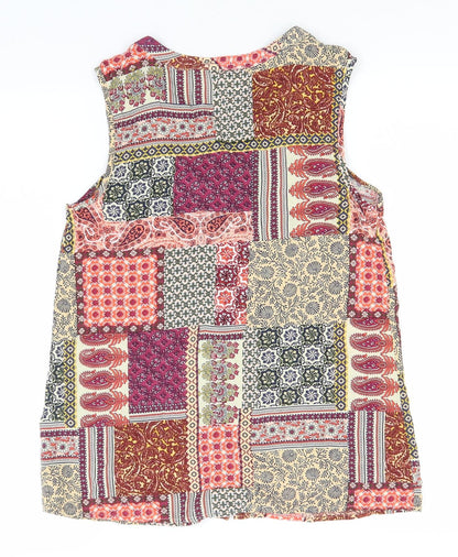 TU Womens Multicoloured Paisley Viscose Basic Button-Up Size 8 Round Neck