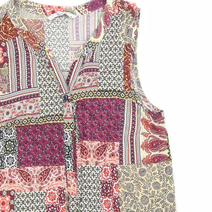 TU Womens Multicoloured Paisley Viscose Basic Button-Up Size 8 Round Neck