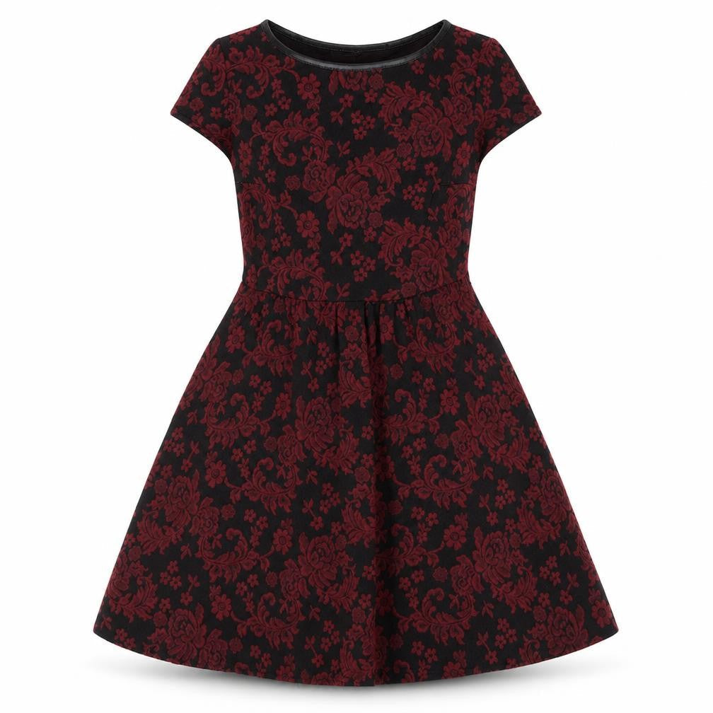 Front view of New Look women’s red floral polyester a-line, size UK 10, round neck