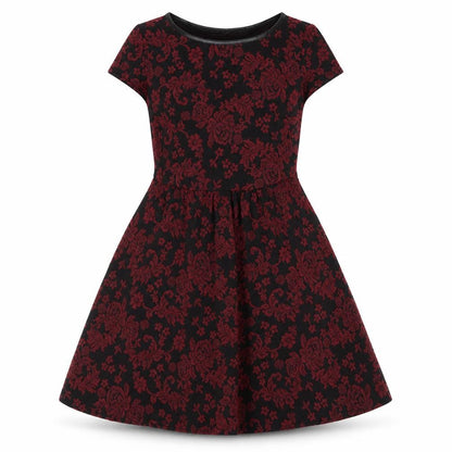 Front view of New Look women’s red floral polyester a-line, size UK 10, round neck