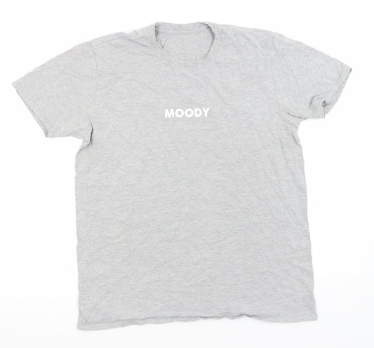 Preworn Mens Grey    T-Shirt  Round Neck  - Moody