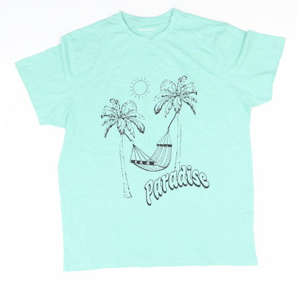 Primark Mens Green  Cotton  T-Shirt Size L Round Neck