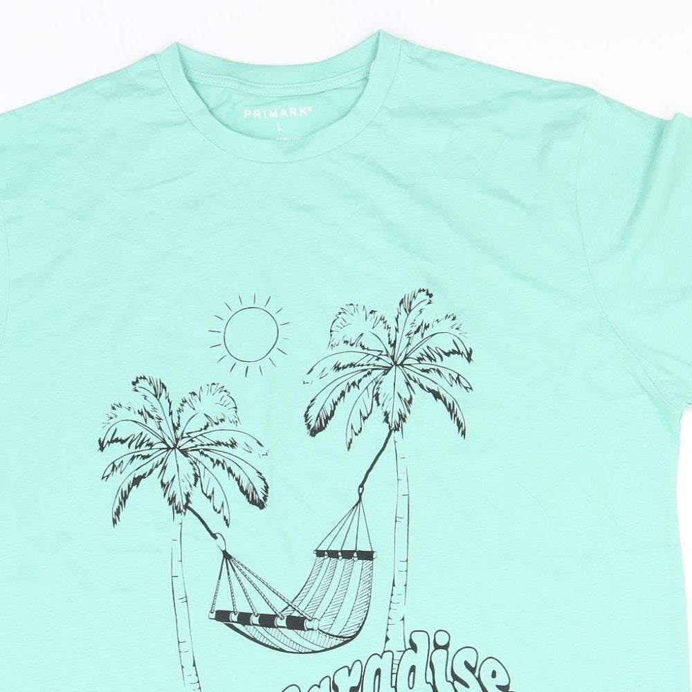 Primark Mens Green  Cotton  T-Shirt Size L Round Neck