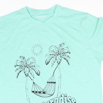 Primark Mens Green  Cotton  T-Shirt Size L Round Neck