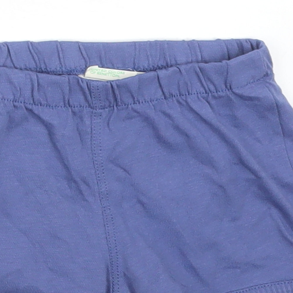 United Colors of Benetton Boys Blue  Cotton Cropped Trousers Size 6-9 Months   - SHARK