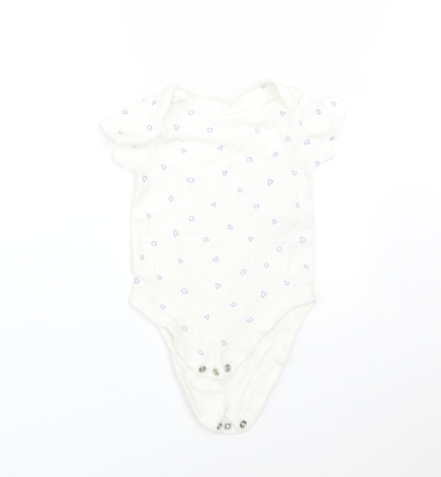 M&S Boys White Geometric Cotton Babygrow One-Piece Size 3-6 Months