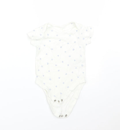M&S Boys White Geometric Cotton Babygrow One-Piece Size 3-6 Months