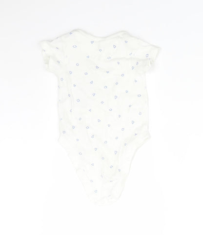 M&S Boys White Geometric Cotton Babygrow One-Piece Size 3-6 Months