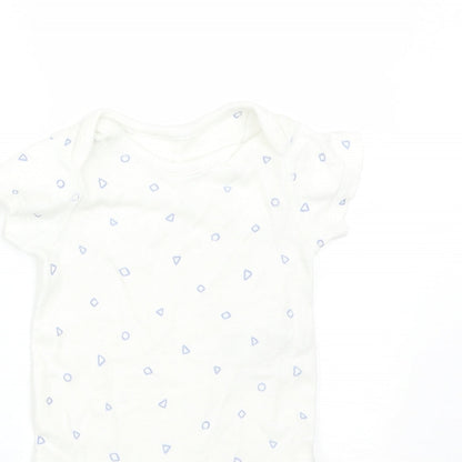 M&S Boys White Geometric Cotton Babygrow One-Piece Size 3-6 Months