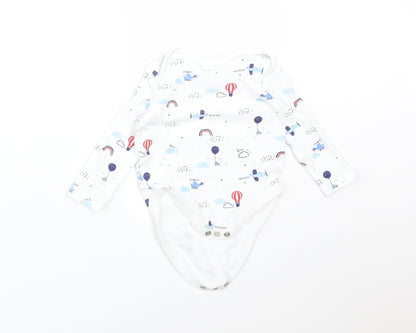 F&F Boys White  Cotton Babygrow One-Piece Size 3-6 Months   - PLANE, HELICOPTER, BALLON, RAINBOW
