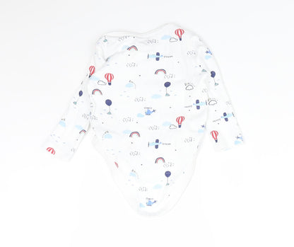 F&F Boys White  Cotton Babygrow One-Piece Size 3-6 Months   - PLANE, HELICOPTER, BALLON, RAINBOW