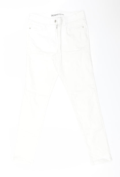 NEXT Womens White  Cotton Skinny Jeans Size 10 L29 in Regular